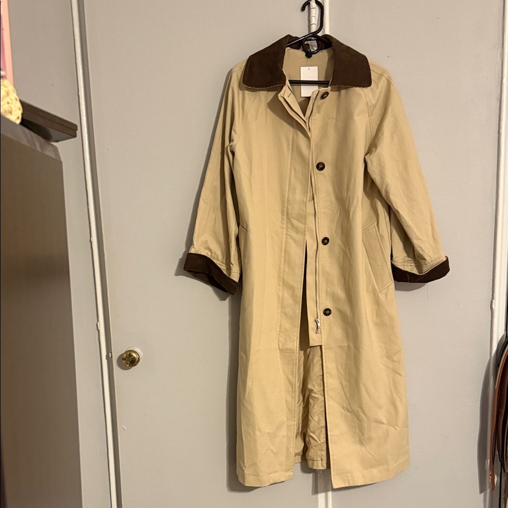 NWT H&M Classic Tan Trench Coat with Brown Accents